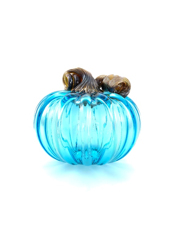 Medium Glass Pumpkin - 5” - Sky Blue