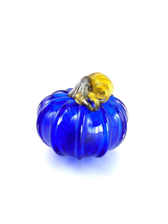 Small Glass Pumpkin - 4” - Cobalt Blue