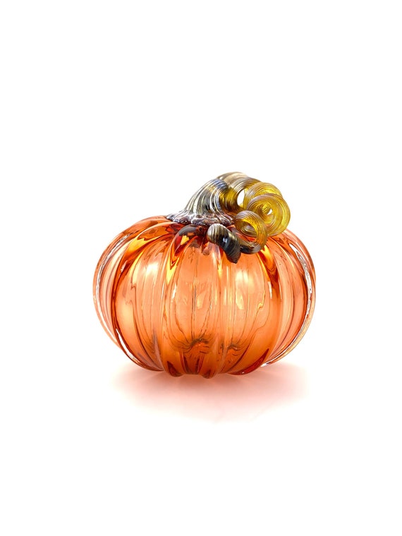 Medium Glass Pumpkin - 5.5” - Orange Peach