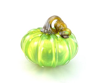 Small Glass Pumpkin - 4” - Lime Green