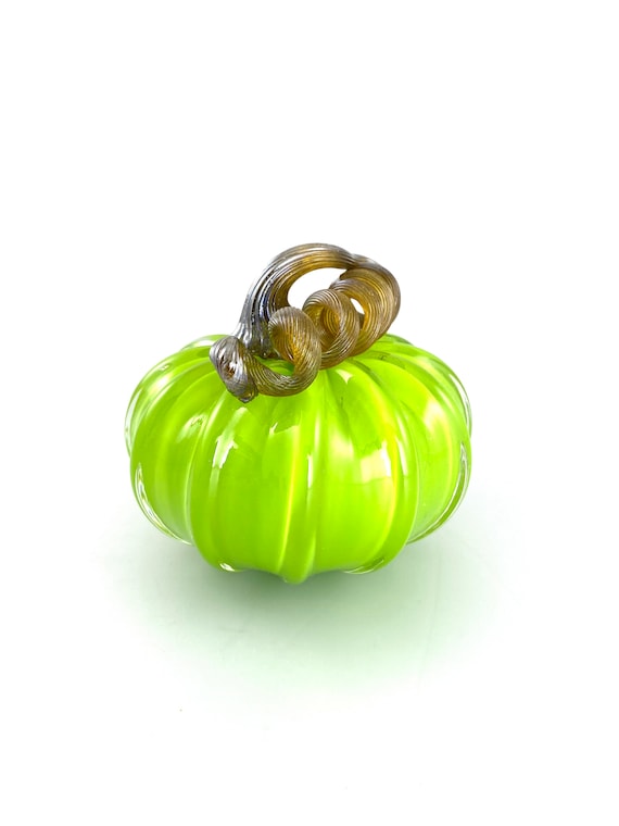 Small Glass Pumpkin - 4” - Opaque Lime Green