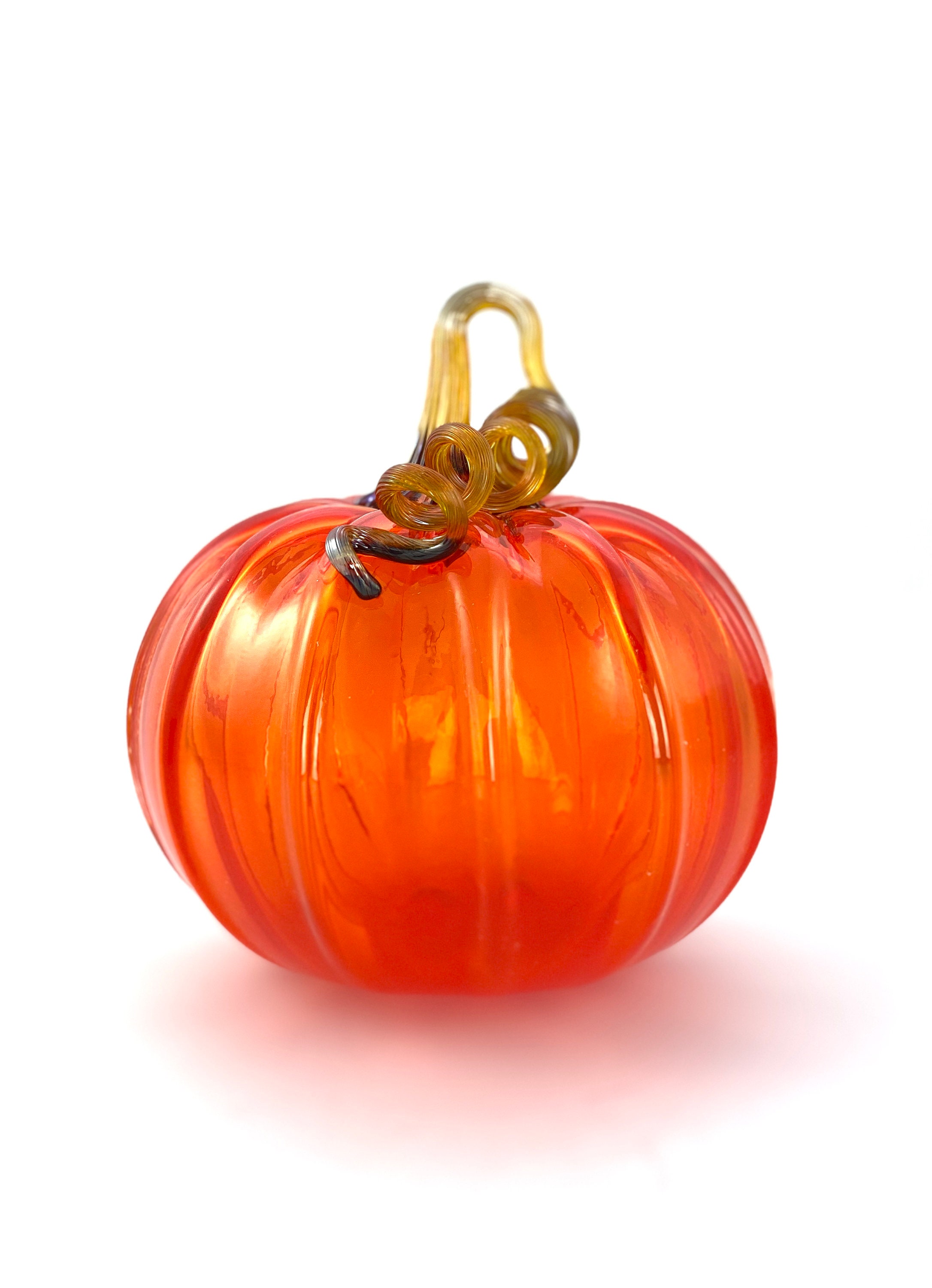 Collectors Edition Large Glass Pumpkin - 6.5” - Bright Orange - One of