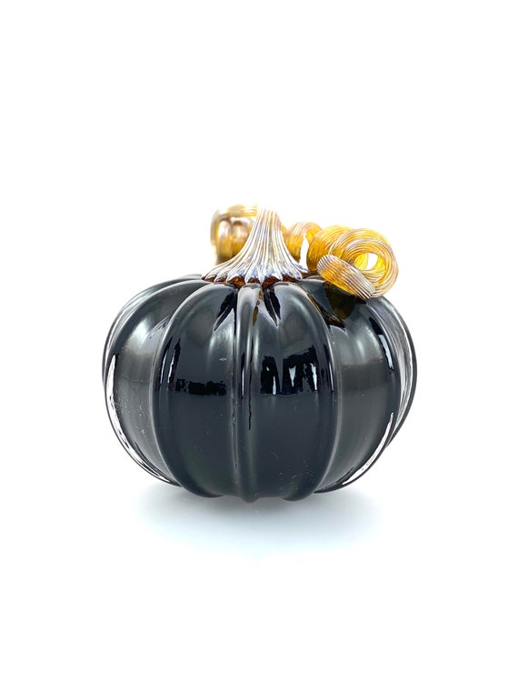 Medium Glass Pumpkin - 5” - Opaque Black