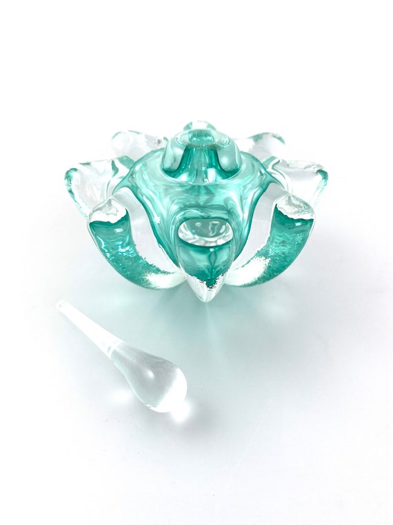 Emerald Green Optic Perfume Bottle - Hand Made Art Glass