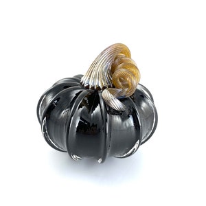 Small Glass Pumpkin - 4” - Opaque Black