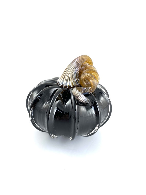 Small Glass Pumpkin - 4” - Opaque Black