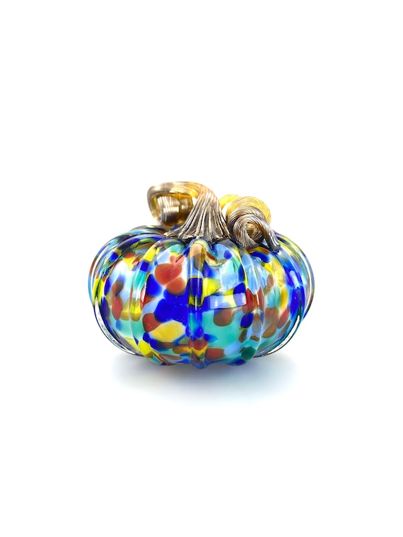 Collectors Edition Glass Pumpkin - 4.5” - Mottled Multi-Color