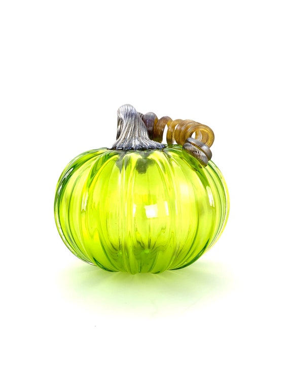 Medium Glass Pumpkin - 5.5”- Lime Green