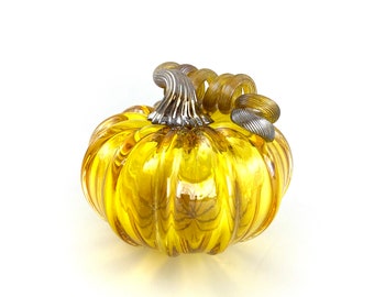 Small Glass Pumpkin - 4” - Gold Topaz