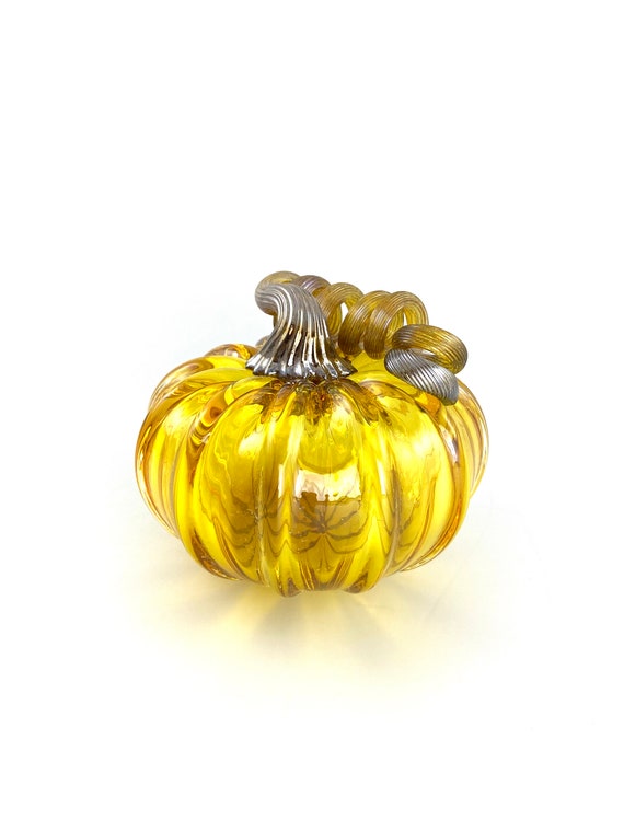 Small Glass Pumpkin - 4” - Gold Topaz