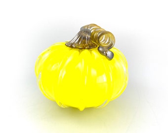 Small Glass Pumpkin - 4” - Opaque Yellow