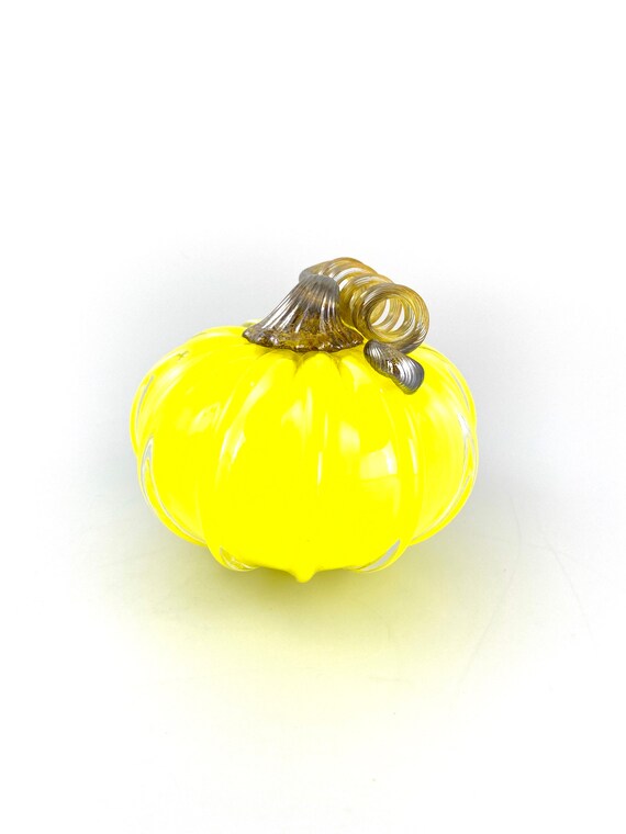 Small Glass Pumpkin - 4” - Opaque Yellow