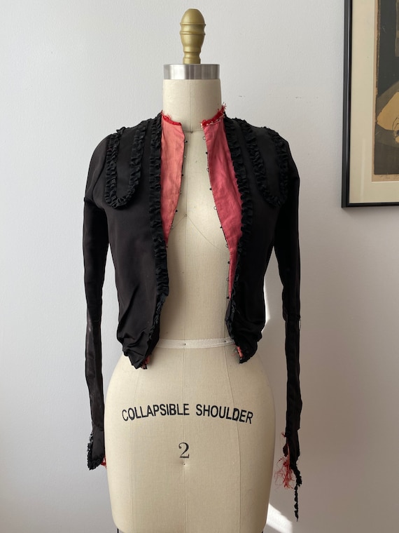 Victorian jacket late 1800s Antique Black Silk Sat