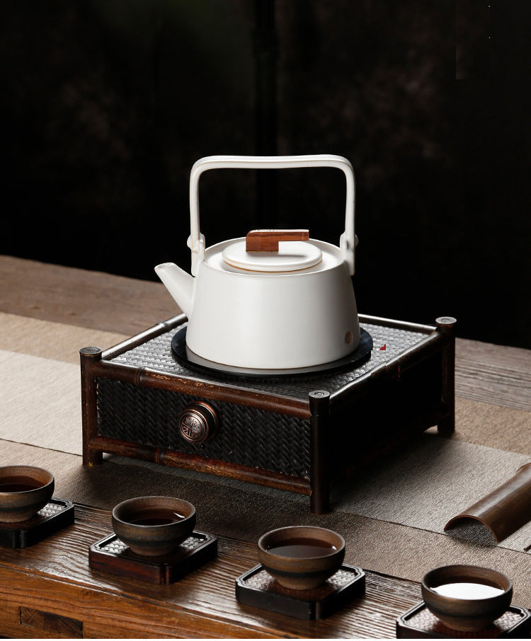 Minimalism White Clay Ceramic Teapot/japanese/chinese Oriental Styled Teapot/fusion  Styled Electric Stove Heating 