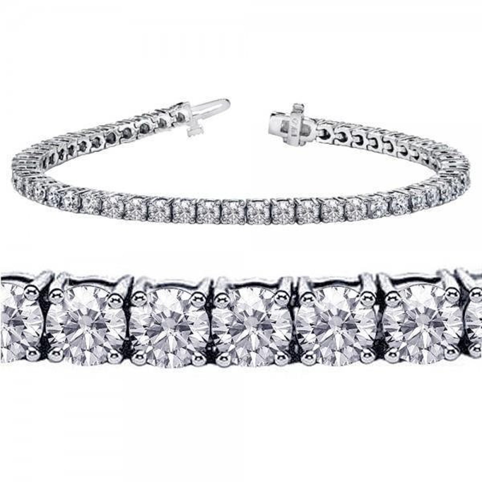 7.80 Ct Four Prong Setting Round Diamond Tennis Bracelet Solid Etsy