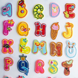 Cute Animal Letter Alphabet Iron on Patches, Diy Sew or Iron On Patches, Jacket Bag Name Patch, funny patch, cool patch, Embroidered, 2 inch