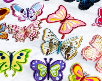 Remendo de borboleta, preto, vermelho, rosa, azul, borboletas amarelas, remendos colecionáveis, remendo legal, ferro bordado em remendo