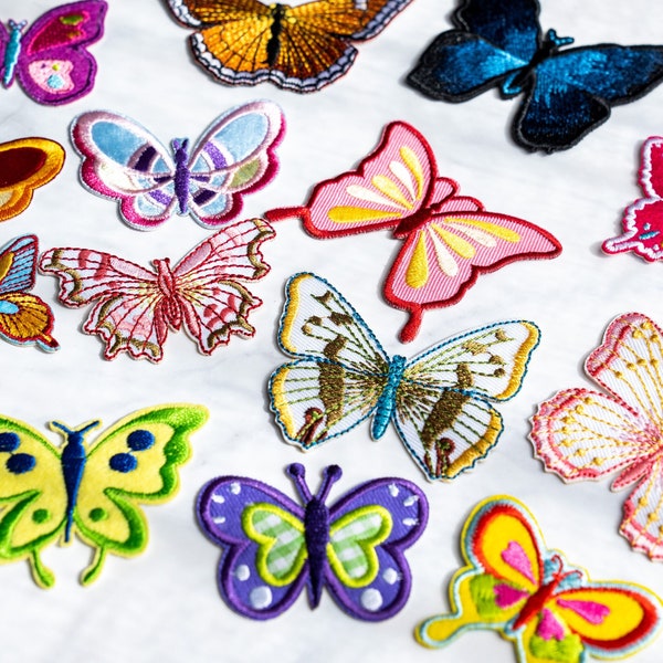 Butterfly Patch, Black, Red, Pink, Blue, Yellow Butterflies, Collectable Patches, Cool Patch, Embroidered Iron On Patch