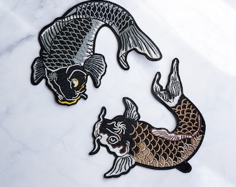 Tamanho XL, 6 polegadas, Peixe Koi, patch amante - Ferro bordado em patch, patches legais, patch de alta qualidade, ideia de presente, frete grátis em 3 itens