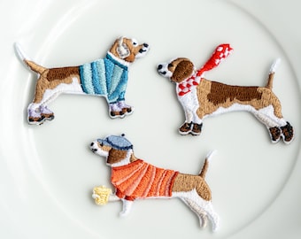 Patches para cachorro, Patches para cachorrinho, Beagle, Patch bordado para passar a ferro, Patches legais, Patch de alta qualidade, Ideia para presente, Patch de ferro moderno de 2 polegadas