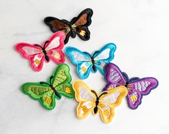 2 polegadas, remendo de borboleta, preto, vermelho, rosa, azul, borboletas amarelas, remendos colecionáveis, remendo legal, ferro bordado em remendo