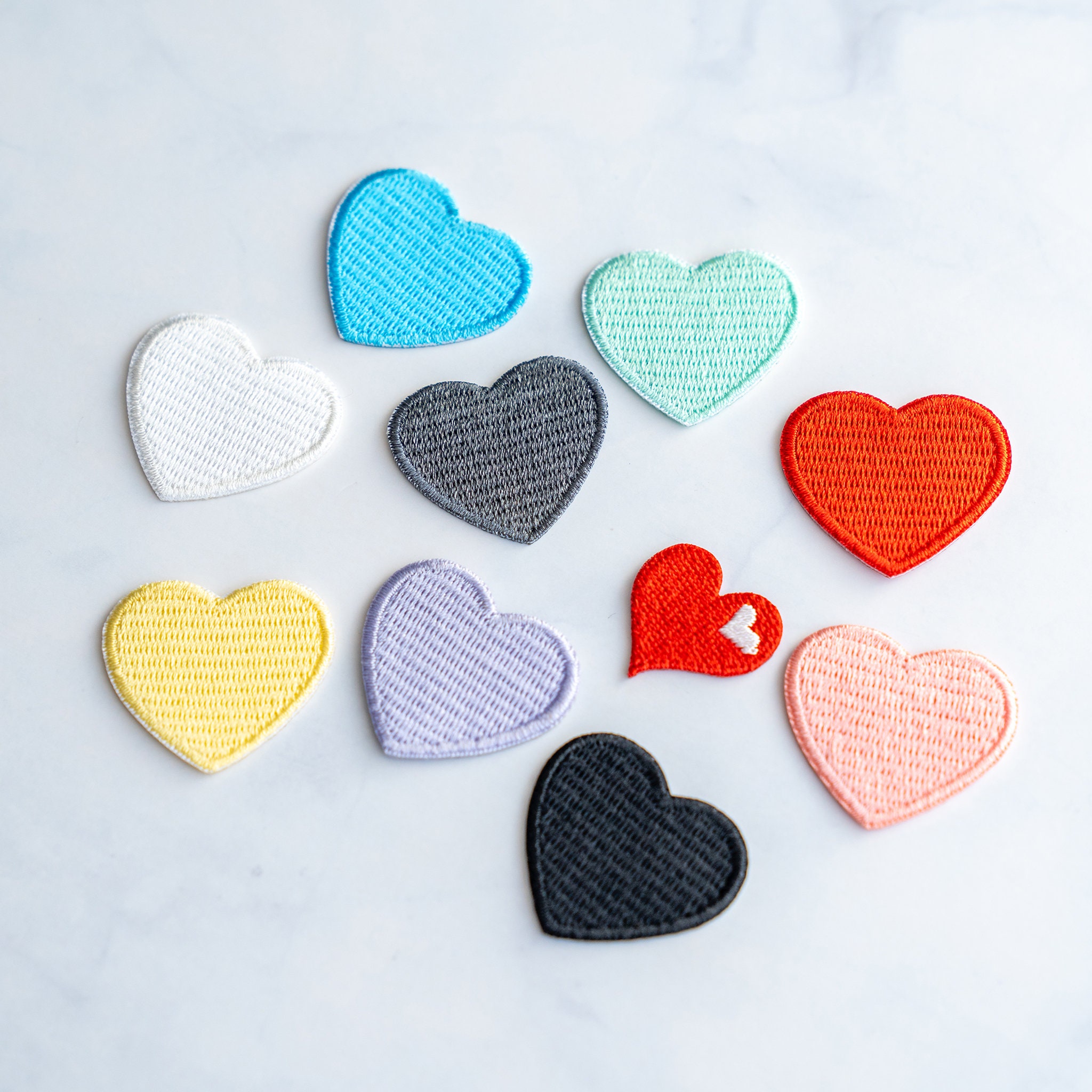  40 Pcs Cute Fabric Mini Heart Patches, Iron-On Love