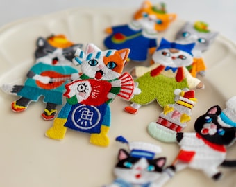 Apliques termocolantes bordados com personagens de gatos fofos, apliques estilosos, apliques de alta qualidade, ótima ideia para presente, aplique termocolante moderno de 5 cm