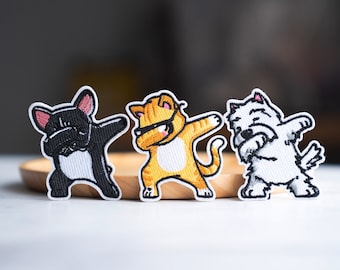 Dança de animais, cachorro dançante, unicórnio, remendos colecionáveis de panda, remendo legal, remendo de cachorro, remendo de cachorro, ferro bordado em remendo