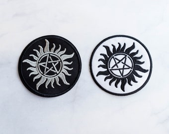 Supernatural Patches Pin Double Zipper Backpack School Book Bag Winchester Bros. Supernatural Patches Pin Double Zipper Backpack School Book Bag Winchester Bros.