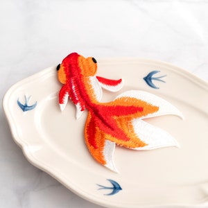 Goudvis, lover-patch - geborduurde opstrijkpatch, coole patches, hoogwaardige patch, cadeau-idee, gratis verzending voor 3 items