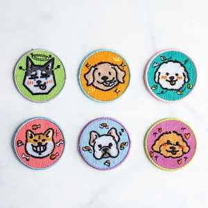 Kawaii Dog Patches, Adorable  Doggy, Cute, Sweet, Embroidered Iron On Patch, Cool, High quality, Gift Idea, Fashion 1.5 Inch Iron on patch