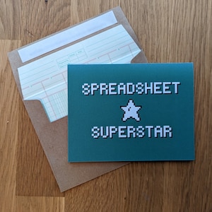 Cartão de felicitações de contabilidade Superstar de planilha