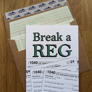 Tarjeta de felicitación motivacional para el examen de CPA: rompe un REG