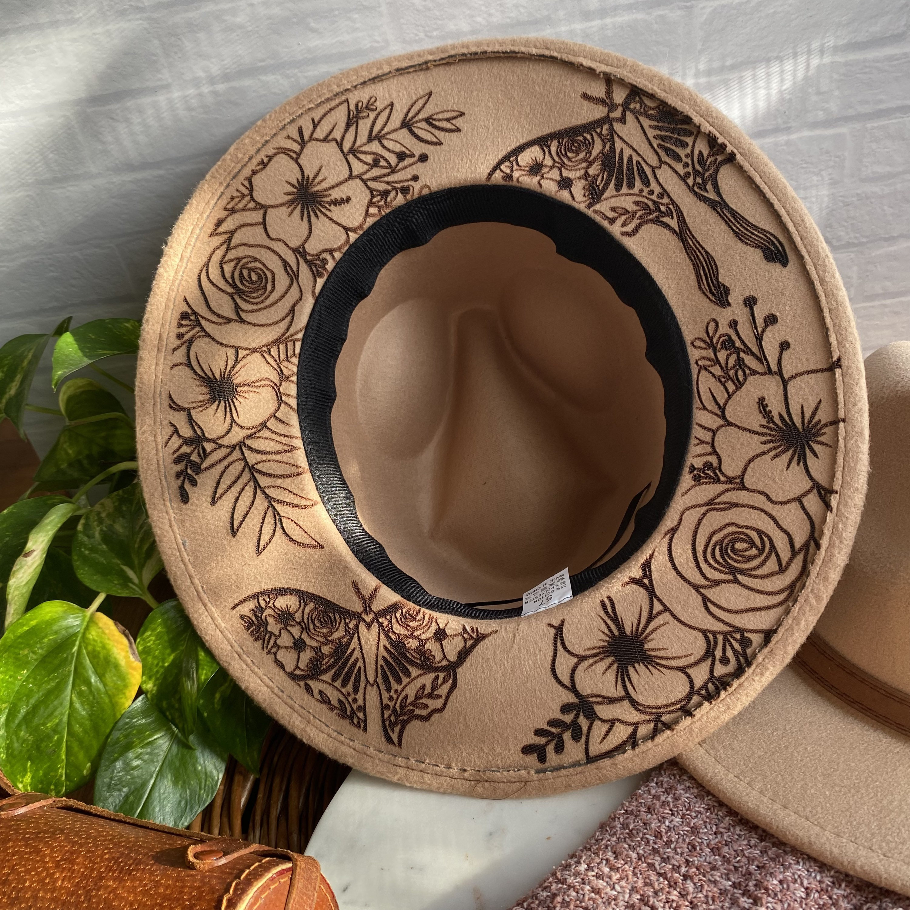 Southern Garden Custom Designed Vegan Felt Tan Hat