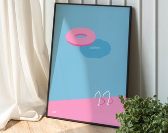 Cartel de pared - piscina de donuts - minimalista