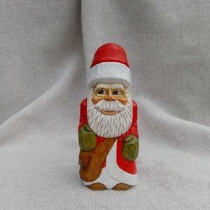 Wood Carving - Hand Carved Wood Santa Figurine - Christmas Carving Gift - Whittling Santa Claus Onament - Wooden Santa Decor - Christmas Art