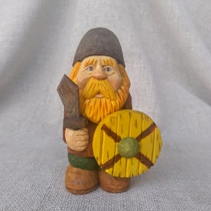 Wood carving - Viking statue - hand carved Viking sculpture - wooden viking figure - hand carved wooden characters 4&#39; × 1.75&#39; × 1.5&#39;