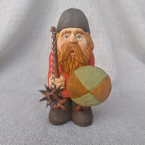 Wood carving - Viking - hand carved Viking sculpture - wooden viking figure - hand carved wooden characters 4&#39; × 1.75&#39; × 1.5&#39; inches