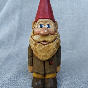 Wood Carving - Hand Carved Gnome Figurine - Wooden Gnome - Christmas Carving - Gift For Christmas - Xmas Decorations - Wood Whittling Gnome