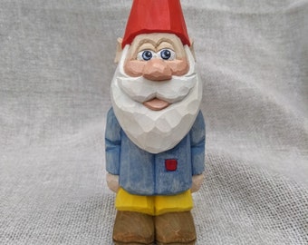 Wood Carving - Hand Carved Gnome Figurine - Wooden Gnome - Christmas Carving - Gift For Christmas - Xmas Decorations - Wood Whittling Gnome