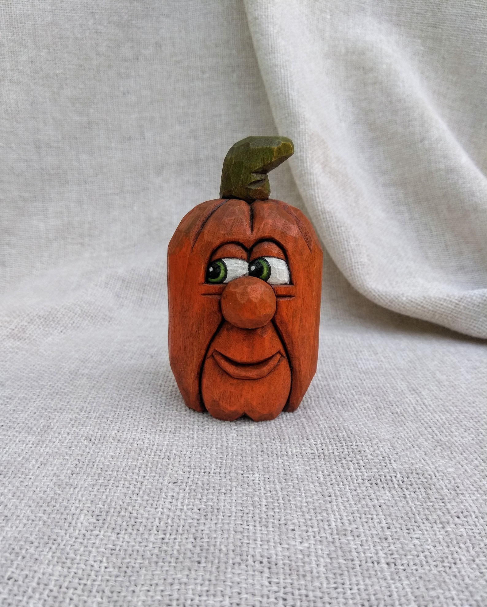 Wood Carving Hand Carved Halloween Pumpkin Head Figurine - Etsy