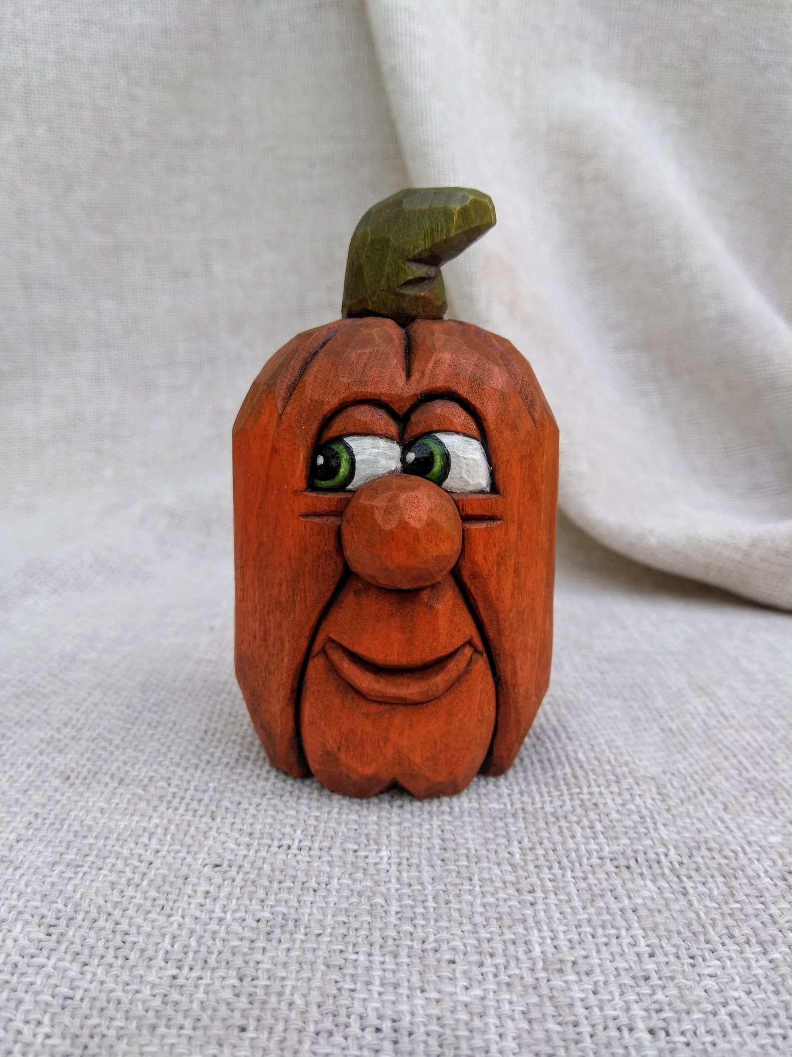 Wood Carving Hand Carved Halloween Pumpkin Head Figurine - Etsy