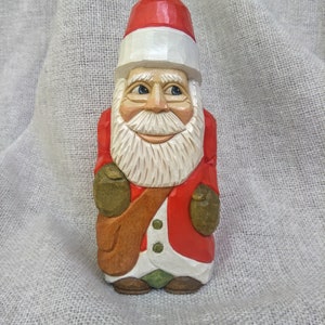 Wood Carving - Hand Carved Santa Figurine - Wooden Santa - Christmas Carving - New year Gifts - Xmas Decor - Whittling Santa Claus Ornament