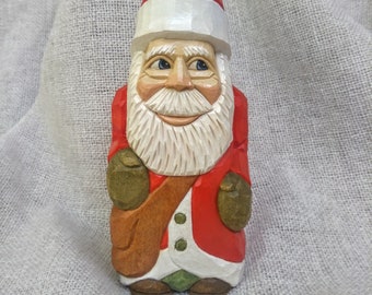 Talla de madera - Figura de Santa tallada a mano - Santa claus de madera - Talla de Navidad - Regalos de Año Nuevo - Decoración de Navidad - Adorno de Santa Claus