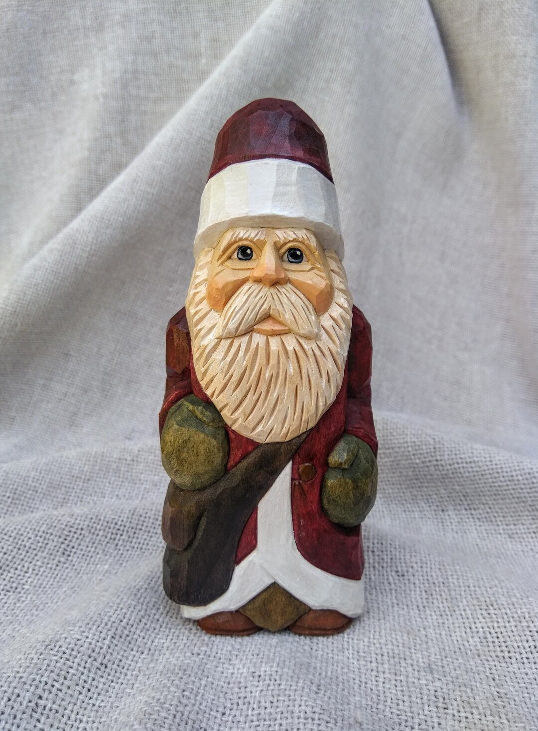 Wood Carving Hand Carved Santa Figurine Wooden Santa Etsy