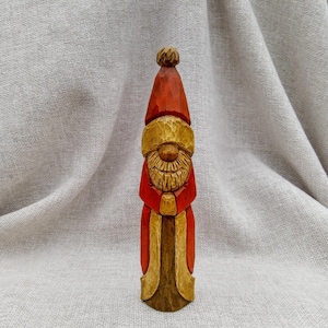 Wood Carving Santa Claus Sculpture - Hand Carved Simple Santa Ornament - Christmas Carving Gifts - Whittling Christmas Tree Decorations