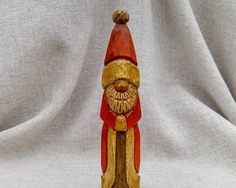 Wood Carving Santa Claus Sculpture - Hand Carved Simple Santa Ornament - Christmas Carving Gifts - Whittling Christmas Tree Decorations