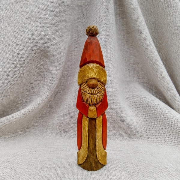 Sculpture sur bois du père Noël - Ornement simple du père Noël sculpté à la main - Cadeaux de sculpture de Noël - Décorations d'arbre de Noël Whittling