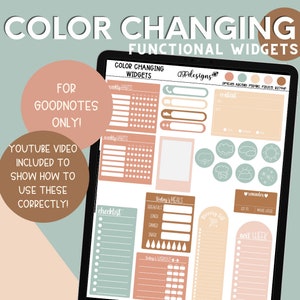 Color Changing Digital Stickers, Goodnotes Stickers, Colour Changing Stickers, Stickers for iPad, Color Changing Widgets, Digital Planner