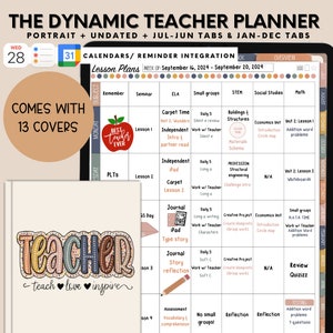 Teacher Planner, Undated Digital Teacher Planner, Digital Planner, 2025-2026 Academic Planner, Lesson Planner, Planner for Goodnotes,